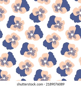 Charming pansy. Floral seamless pattern. Flowers for cute fabric print of women's fabric. Beautiful picture for design holiday products for international women's day, mother's day. Amazing wallpaper.