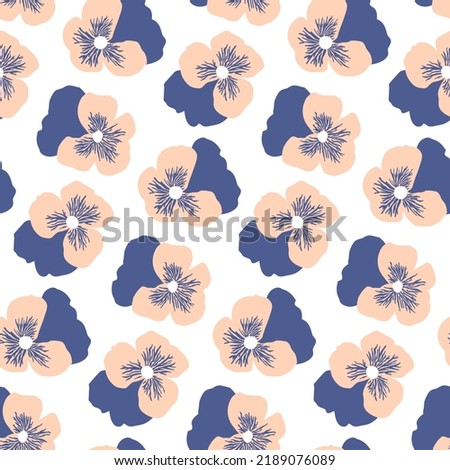 Charming pansy. Floral seamless pattern. Flowers for cute fabric print of women's fabric. Beautiful picture for design holiday products for international women's day, mother's day. Amazing wallpaper.