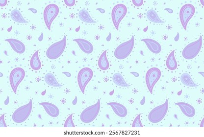 Charming pastel paisley pattern.  Perfect for textile design,  wrapping paper, or website backgrounds.  Soft, whimsical style adds a touch of elegance. Ideal for feminine or youthful projects.