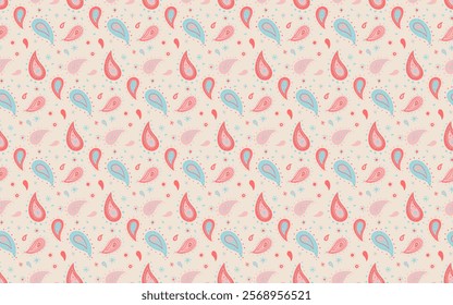 Charming pastel paisley pattern.  Perfect for textile design, wallpaper, packaging, and crafting projects.  A soft, whimsical design with a touch of vintage flair.