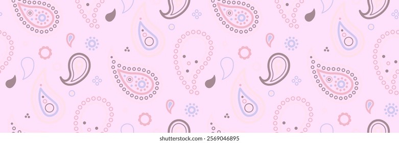 Charming pastel paisley pattern.  Perfect for textile design, wallpaper, or feminine branding.  Soft, delicate colors create a soothing and stylish aesthetic.