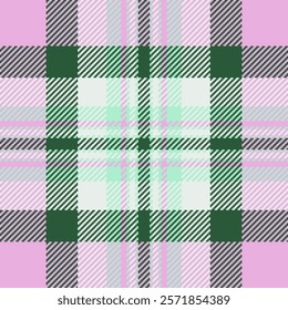 Charming pastel plaid pattern in pink, mint green, and dark green. Perfect for textile design, fashion, website backgrounds, or scrapbooking.  Offers a fresh, modern take on classic plaid.