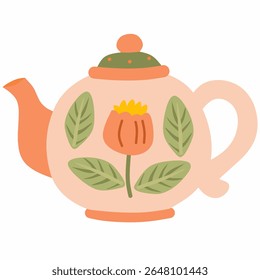 Chá de pastel encantador com motivos folhosos e florais. Uma combinação perfeita para temas calmos, botânicos ou rústicos em estilo plano.