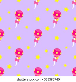 Charming pattern with lollipops and stars.