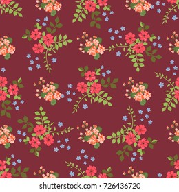 Charming pattern in small lovely flowers. Trendy liberty style. Floral seamless delicious background for textile or book covers, manufacturing, wallpapers, print, gift wrap and scrapbooking.