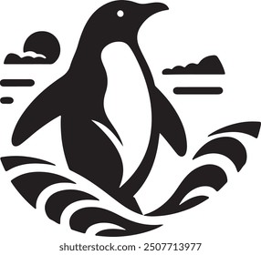 Icono del logotipo del Vector del pingüino encantador, que simboliza la adaptabilidad y la calidez, perfecto para la marca con un toque elegante y moderno.