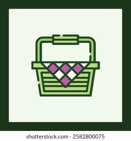 Charming Picnic Basket Icon: A Delightful Illustration