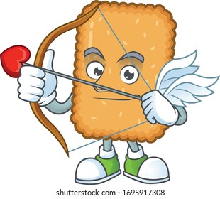 Charming picture of biscuit Cupid mascot design concept with arrow and wings