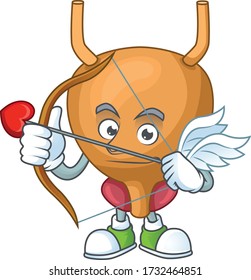 Charming picture of bladder Cupid mascot design concept with arrow and wings