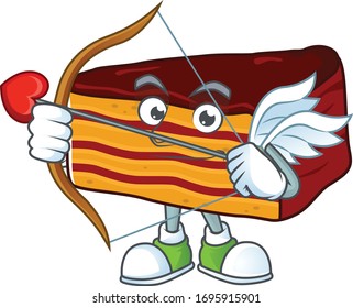 Charming picture of dobos torte Cupid mascot design concept with arrow and wings