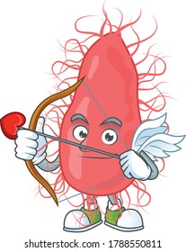 Charming picture of escherichia Cupid mascot design concept with arrow and wings. Vector illustration
