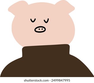 Charming Pig Character in Turtleneck Vector | Cute Minimalist Design