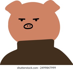 Charming Pig Character in Turtleneck Vector | Cute Minimalist Design