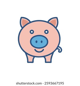 A charming pig icon ideal for farm-related illustrations.