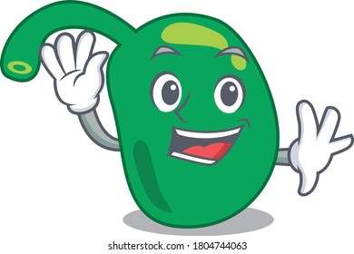 A charming pineal mascot design style smiling and waving hand