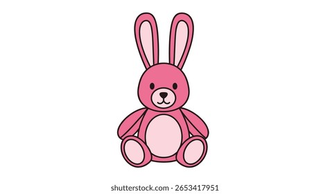 Charming pink bunny plush toy sitting adorable soft cuddly stuffed animal playtime companion sweet festive gift for children