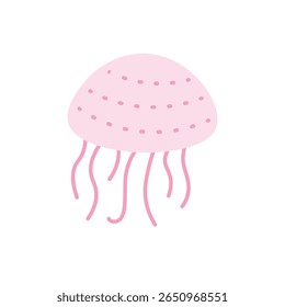 Uma charmosa água-viva rosa dos desenhos animados, perfeita para o oceano, a vida marinha, ou projetos temáticos submarinos.