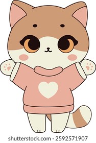 Charming Pink Cat Illustration Joy