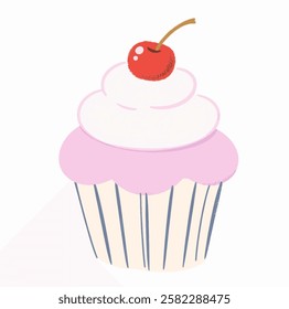 A charming pink cupcake illustration, ideal for bakery branding, digital marketing, and small business logo design.