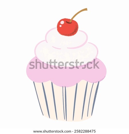 A charming pink cupcake illustration, ideal for bakery branding, digital marketing, and small business logo design.