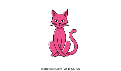 Um felino rosa encantador sentado graciosamente com uma pose elegante e uma disposição amigável
