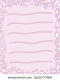 Encantadora nota bordeada de corazón rosa
