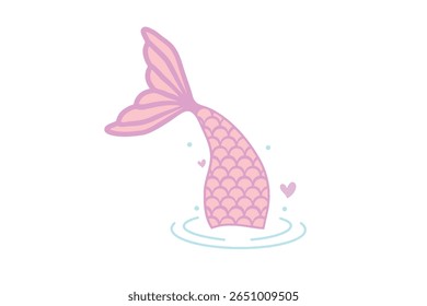 A charming pink mermaid tail gracefully emerges from the water illustration Design 