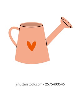 A Charming Pink Watering Can Delightfully Designed with Heart Patterns and Cute Details