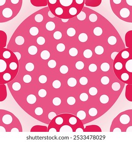  A charming pink and white seamless dots pattern, perfect for backgrounds, textiles, and digital projects. This versatile design adds a playful yet elegant touch to any creative work.