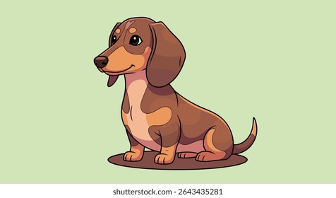 A Charming Pixel Art Depiction of a Dachshund Resting on a Light Green Backdrop