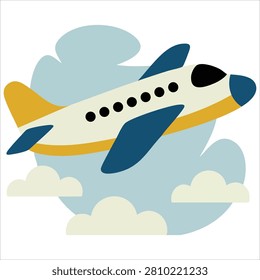 Charming Plane Flying Through the Clouds Towards Sun