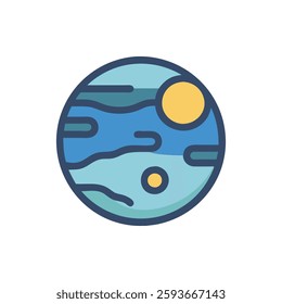 A charming planet icon representing cosmic adventures and exploration.