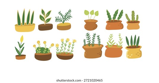 Charming Plantas em Pots Ilustração