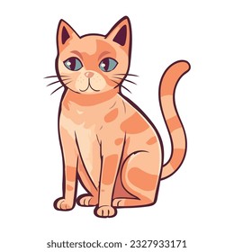 Charming playful kitten sitting, cheerful fluffy fur icon isolated