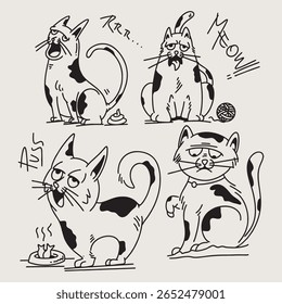 Um vetor de gatinho charmoso e brincalhão com um personagem felino expressivo em um estilo amigável e inspirado em desenhos animados. Esta ilustração encantadora captura a doce personalidade de um gatinho doméstico.