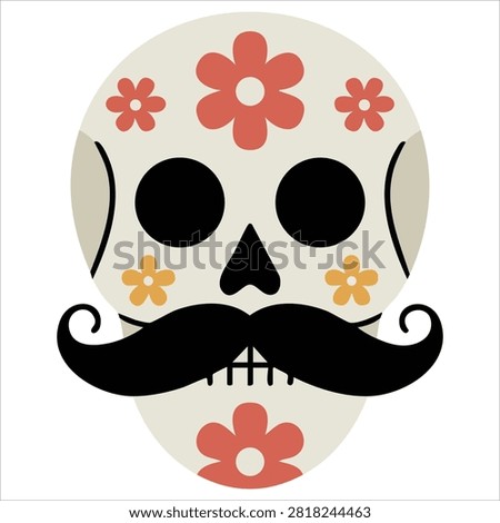 Charming Playful Sugar Skull Human Bald Head with a Painted