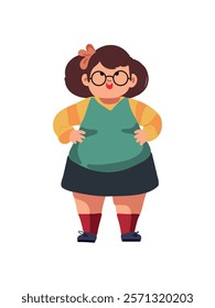 charming plus-size female portrait , vector illustration