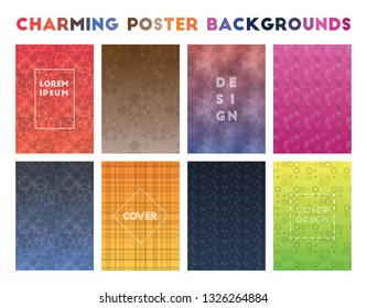 Charming Poster Backgrounds. Alive geometric patterns, captivating vector illustration.