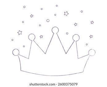 Charming princess crown, hand drawn. Doodle magical and elegant crown. Hand drawn vector illustration isolated on white background