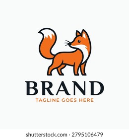 Charming and professional red fox logo featuring a standing fox character, suitable for outdoor brands, creative agencies, wildlife organizations, and dynamic businesses.