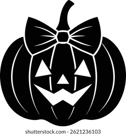 Charming pumpkin silhouette illustration featuring a stylish bow tie. Perfect for Halloween, autumn decor, or festive design themes. Simple, elegant, and playful — ideal for seasonal graphics 