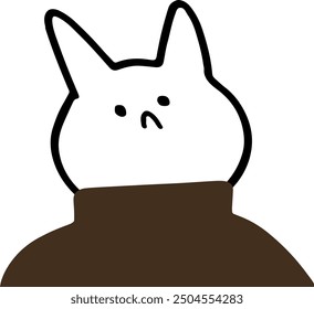 Charming Rabbit Character in Turtleneck Vector | Cute Minimalist Design