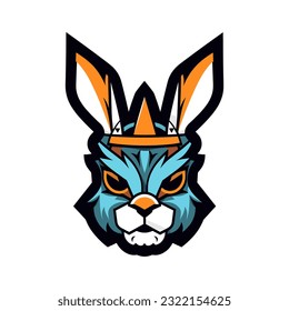 A charming rabbit mascot logo vector clip art illustration, radiating playfulness and energy, perfect for children's brands and cheerful designs