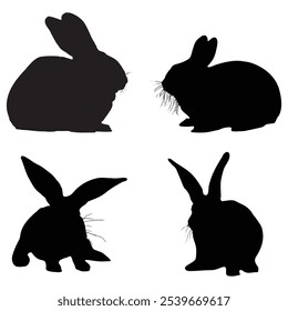 Conjunto de silhueta de coelho encantador: Designs de vetor versátil