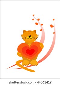 Charming red cat keeps the heart