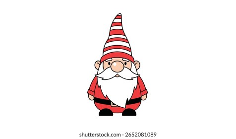Charming red hat gnome with white beard festive holiday character decorative garden figurine