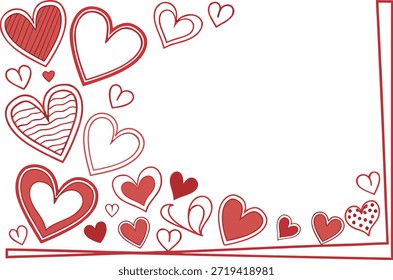 Um charmoso quadro de borda de corações vermelhos e brancos, perfeito para celebrar o amor e romance