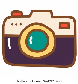 A charming retro instant camera in hand-drawn doodle style. Perfect for travel themes, photography content, vacation scrapbooks, and creative digital art in cute cartoon style.