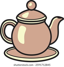 Charming retro kettle icon, perfect for vintage, kitchen, or home decor-themed designs. A nostalgic touch for cozy, classic branding.

