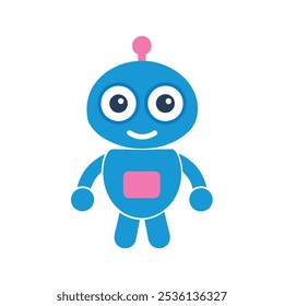Charming robot mascot logo silhouette vector for tech, education, and innovation branding. Ideal for digital products, STEM projects, and modern tech branding with a friendly appeal.
